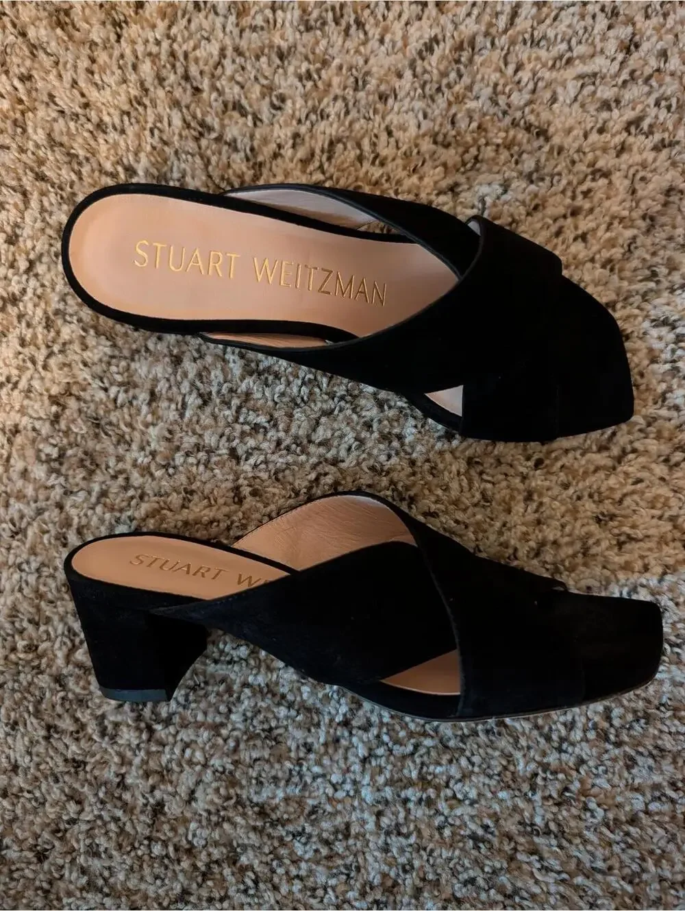 STUART WEITZMAN black suede strappy heels sz 4.5